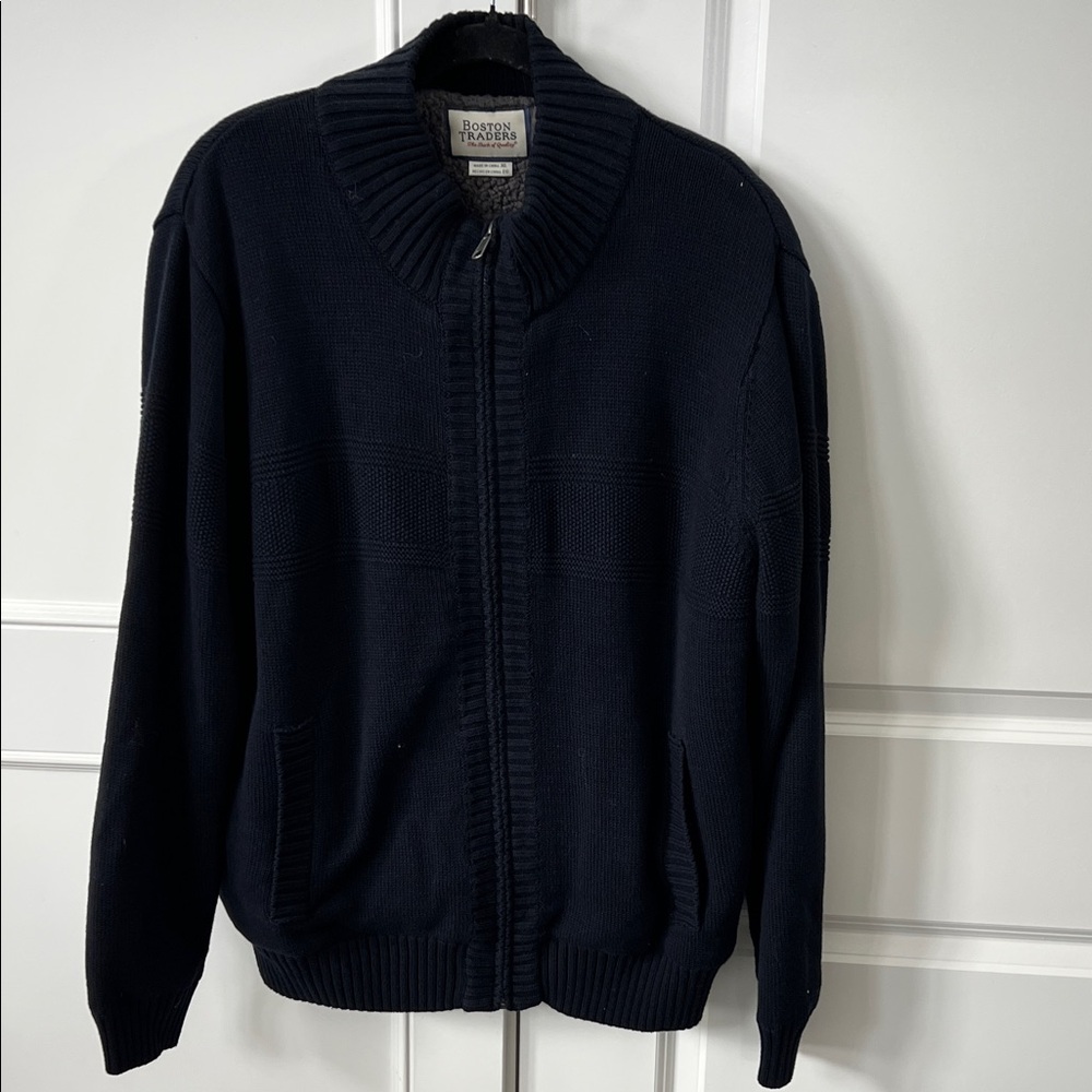 Boston Traders Men's Navy Zip-Up Sweater